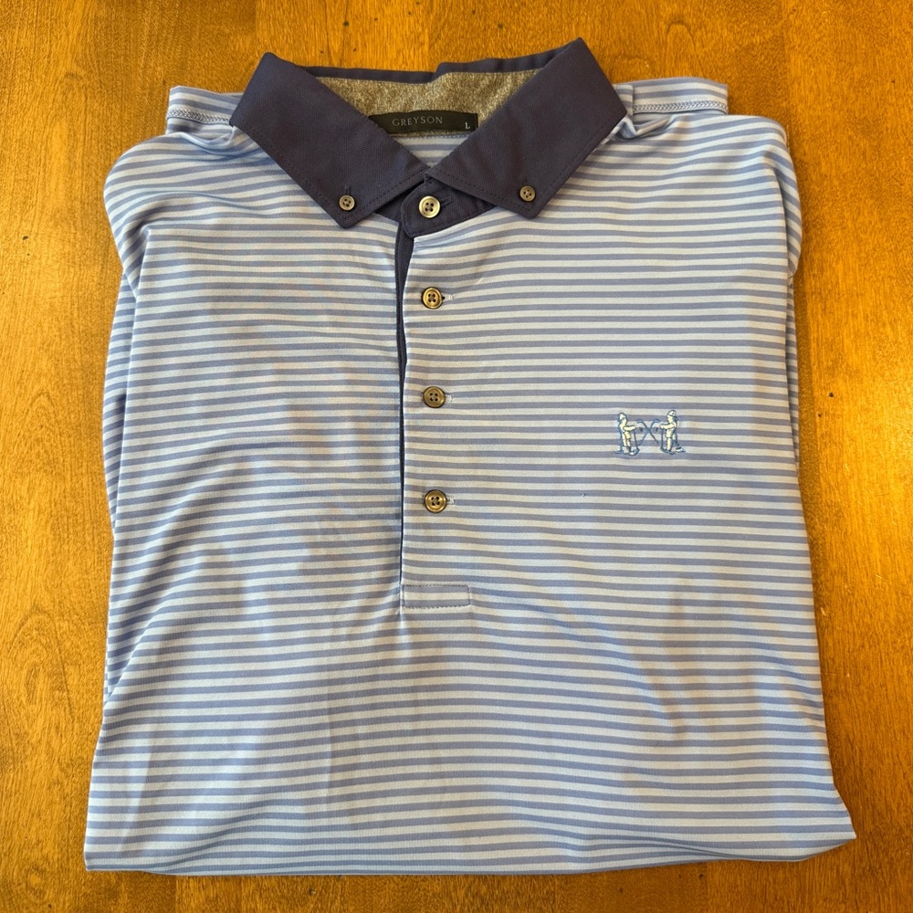 Greyson Blue Striped Polo Shirt